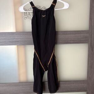 Speedo LZR PRO Tech suit Black Swimsuit with Gold Trim. Size 26
